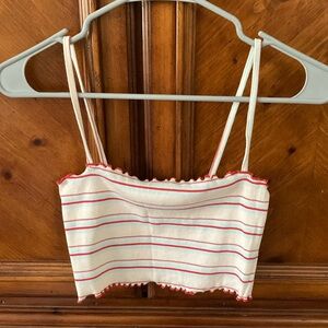 Kimchi Blue Striped Crop Top with Red and White Stripes